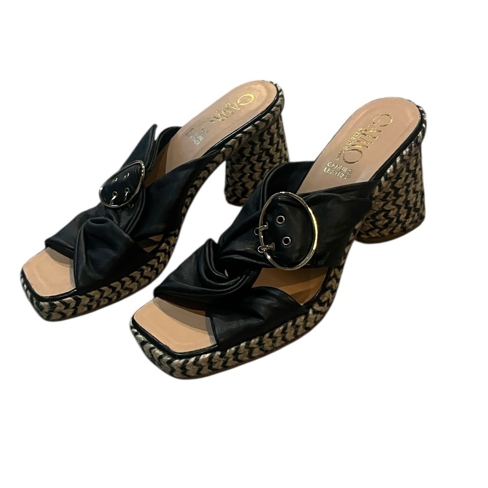 Gaimo Black Jute Wide Heeled Clog with Tubular Heel Size - Picture 6 of 10